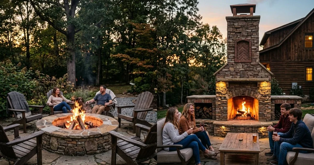 Fire pit versus outdoor fireplace comparison for NC backyards
