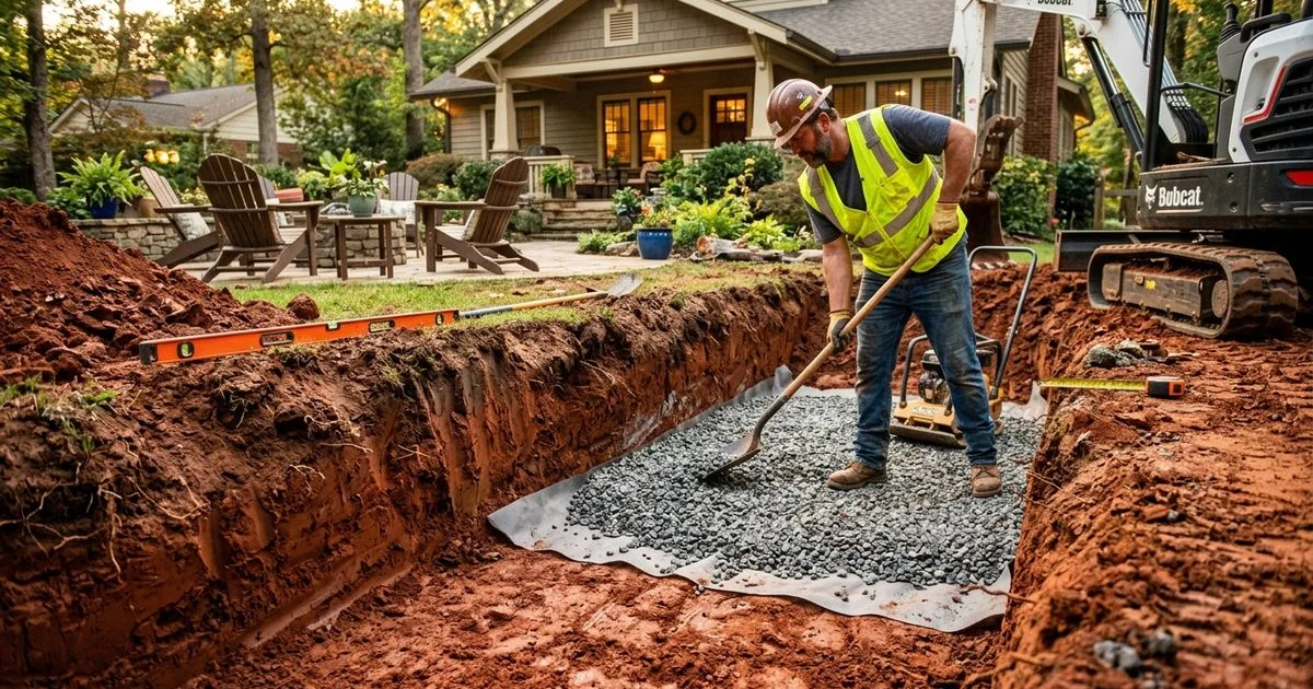 Red clay drainage guide for Raleigh patio projects