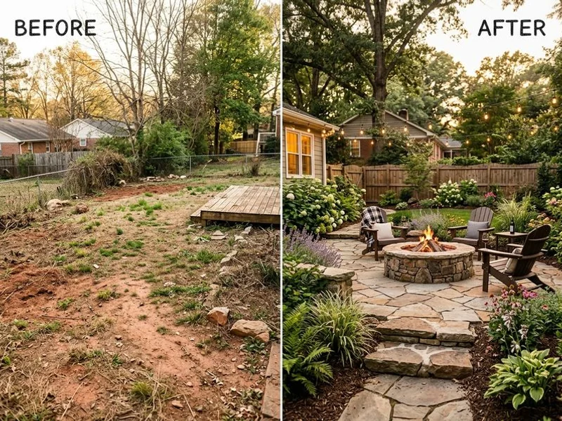 Before and after backyard transformation in Raleigh NC
